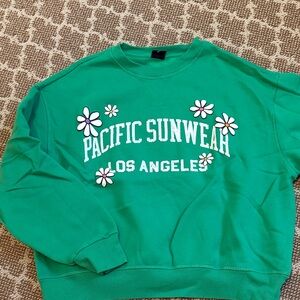 Pacific Sunwear Green Sweatshirt with Floral Design